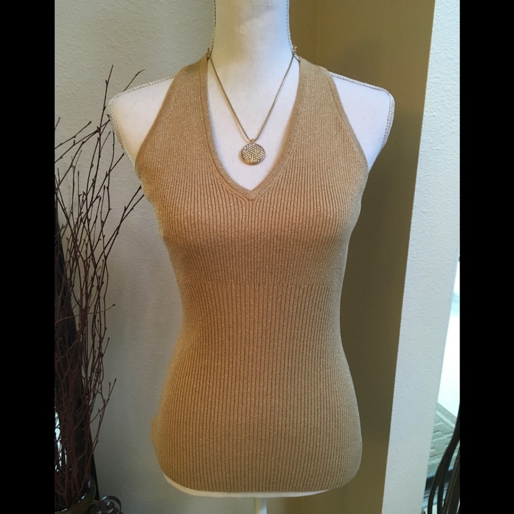 INC International Concepts metallic gold knit top